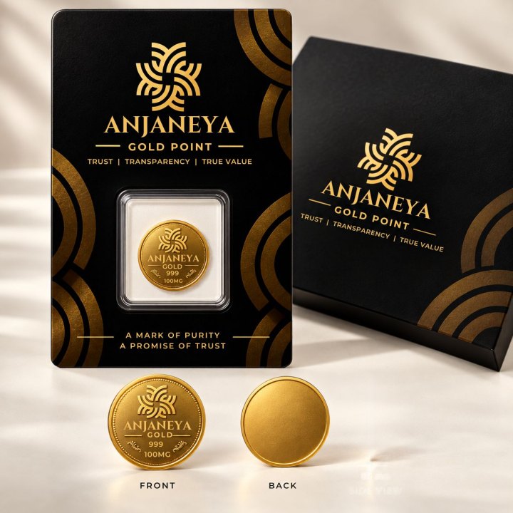 Gold Coin 100 mg — coin front, back and gift pack